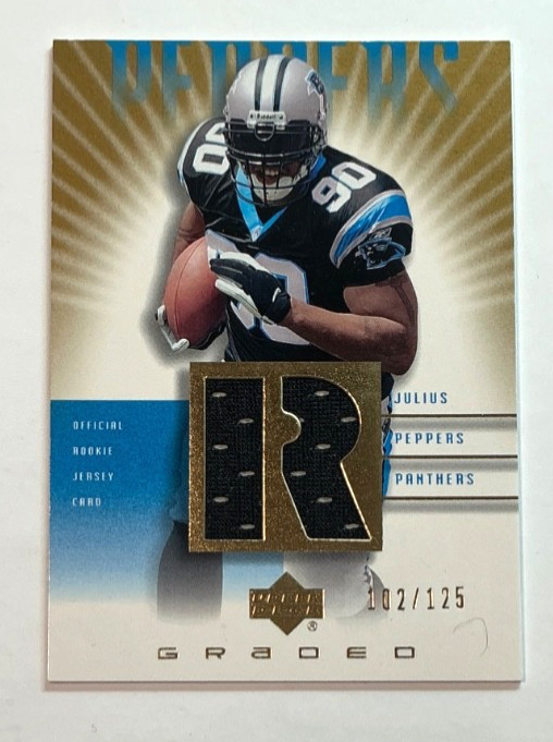 Julius Peppers Upper Deck Graded Rookie Jersey #JP500 Rookie Jersey-Gold