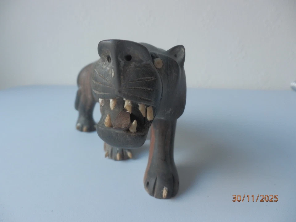 Vintage Hand Carved Wooden Tiger - Image 2 of 4