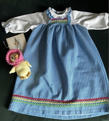 Süßes Vintage Carters Baby Kleinkind Kleid blau Gingham mit Ric Rac Detail 12/18 m