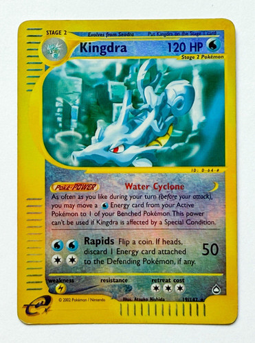 Kingdra Aquapolis Reverse Holo Rare 19/147 Vintage Pokemon English 2002