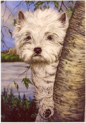 WEST HIGHLAND WHITE TERRIER WESTIE DOG ART LIMITED EDITION PRINT  