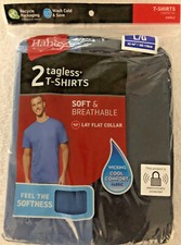 NWT Hanes Mens 2 Tagless T-Shirts Wicking Cool Comfort Fabric Size Large Blue
