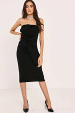 In The Style Black Wrap Knot Front Bandeau Midi Dress Size UK 14 SALEb PP 20
