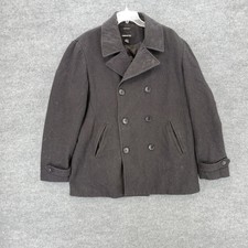 Claiborne Jacket Womens Large Black Lined Wool Button Up Pockets Casual Coat