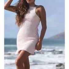 Free People Iyla Smocked Summer Beach Mini Dress, Pink, Medium, RRP $88