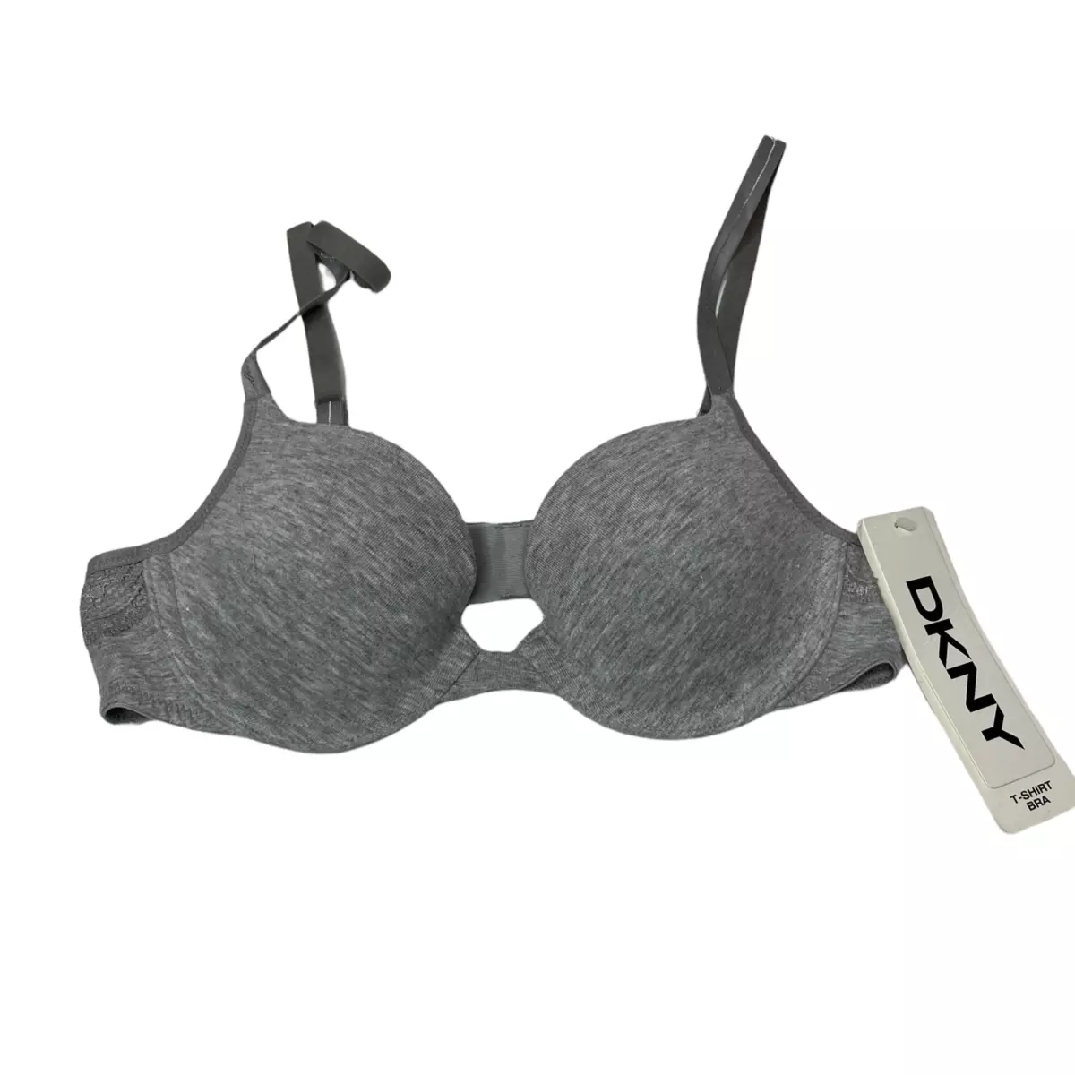 DKNY 458270 Women's Downtown Cotton Lace Push-Up Bra Gray 32A $42.00 New