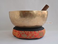 10.5" Bronze Alloy Hand Beaten Tibetan Buddhism Singing Healing Meditation Bowl