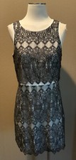 Kensie Size Medium Black  Ivory Sleeveless Lace Overlay Dress