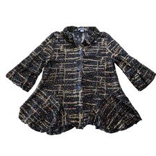 Damee Inc Trapeze Floral Lace Sheer Sequin Lagenlook Art To Wear Jacket Medium