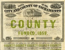 1859 City & County of Sacramento Bond Certificate