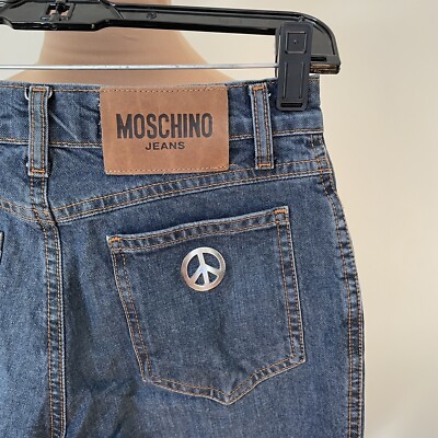 Moschino Peace Sign Vintage Y2K 2000 Mid-Rise Stretch Denim