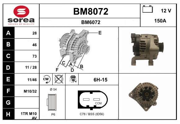 Alternateur SNRA BM8072 en alliage renforcé pour BMW 3 Cabriolet durable
