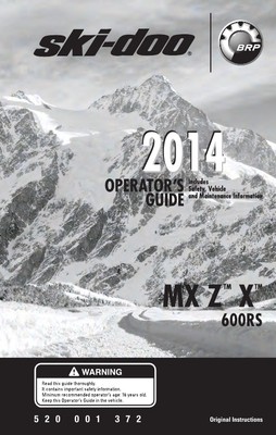 New Ski-Doo MX Z X 600RS 2014 Snowmobile Owners Manual Paperback