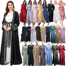 Abaya Muslim Women Long Dress Open Kaftan Dubai Two Piece Ramadan Moroccan Robes