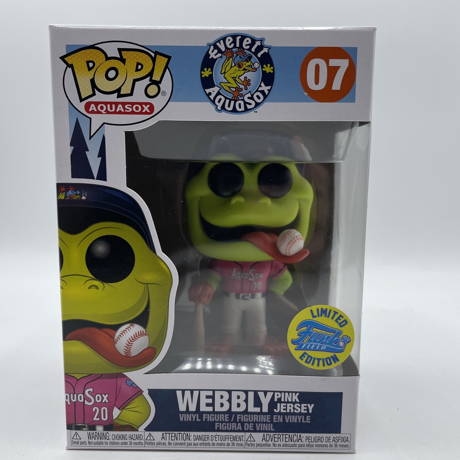Funko Pop! Camiseta Deportiva De Béisbol Everett Aquasox Rosa Tejedora De Campo #07