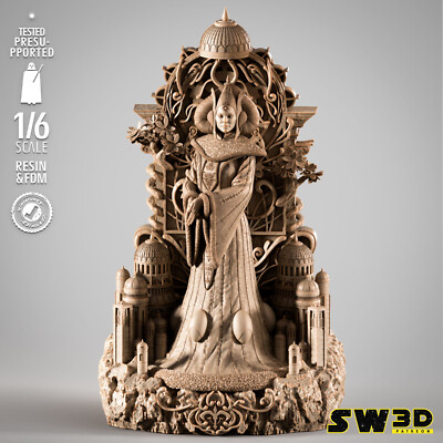 Padme Amidala 3D Printed Figure, Star Wars Queen Collectible Statue, Unpainted