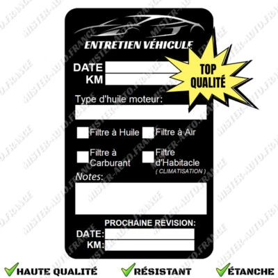 Autocollant Entretien Voiture Véhicule Vidange ✅ Huile Filtre Étiquette Etanche