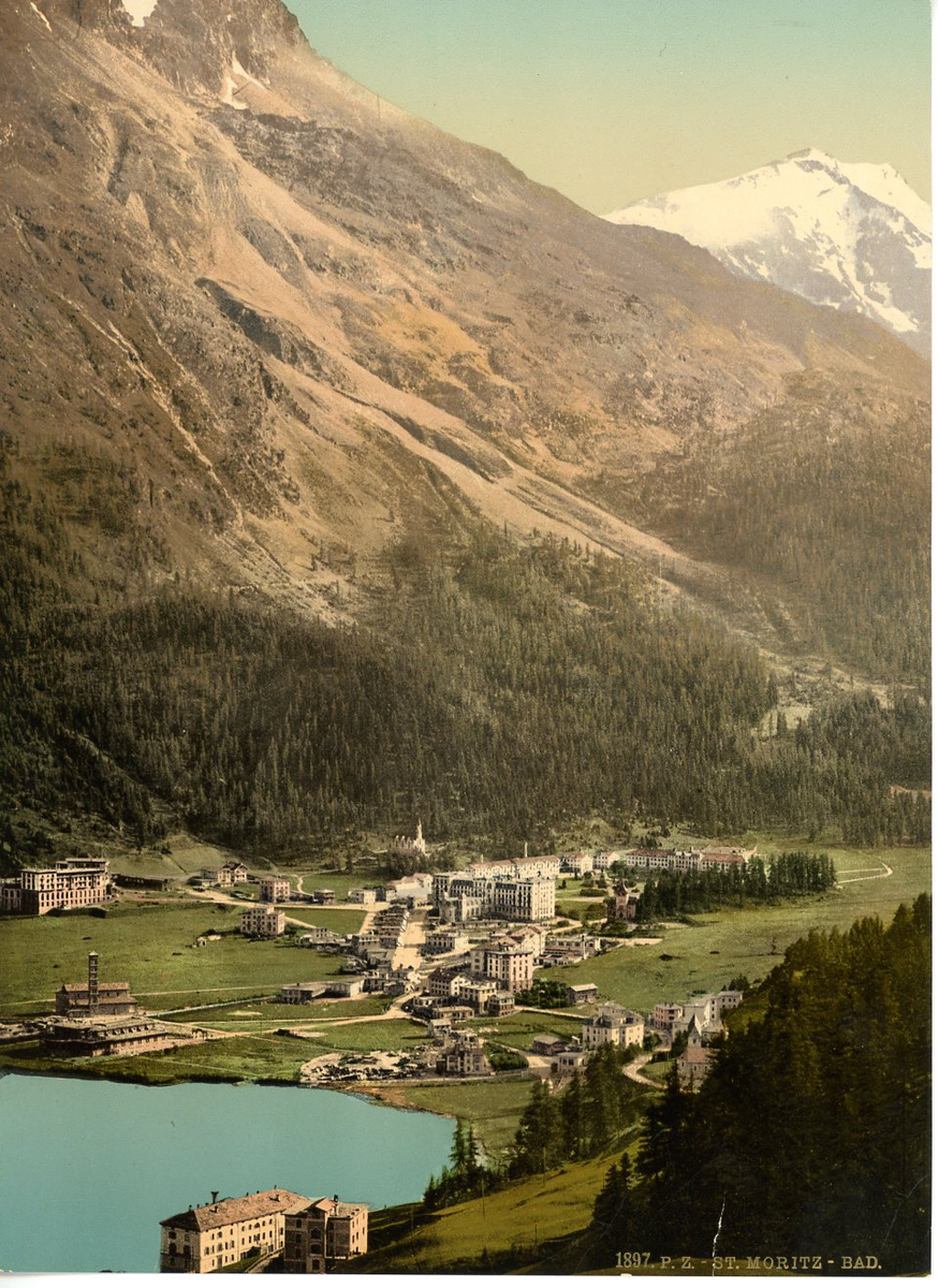 Photochromie Vintage St. Moritz PZ - Environ 1891 - Format 23x28 Cm - Tirage Ancien Suisse