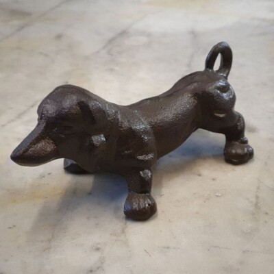 Gusseisen Dackel Welpe Hund | Metall Statue Haus Garten Ornament Skulptur