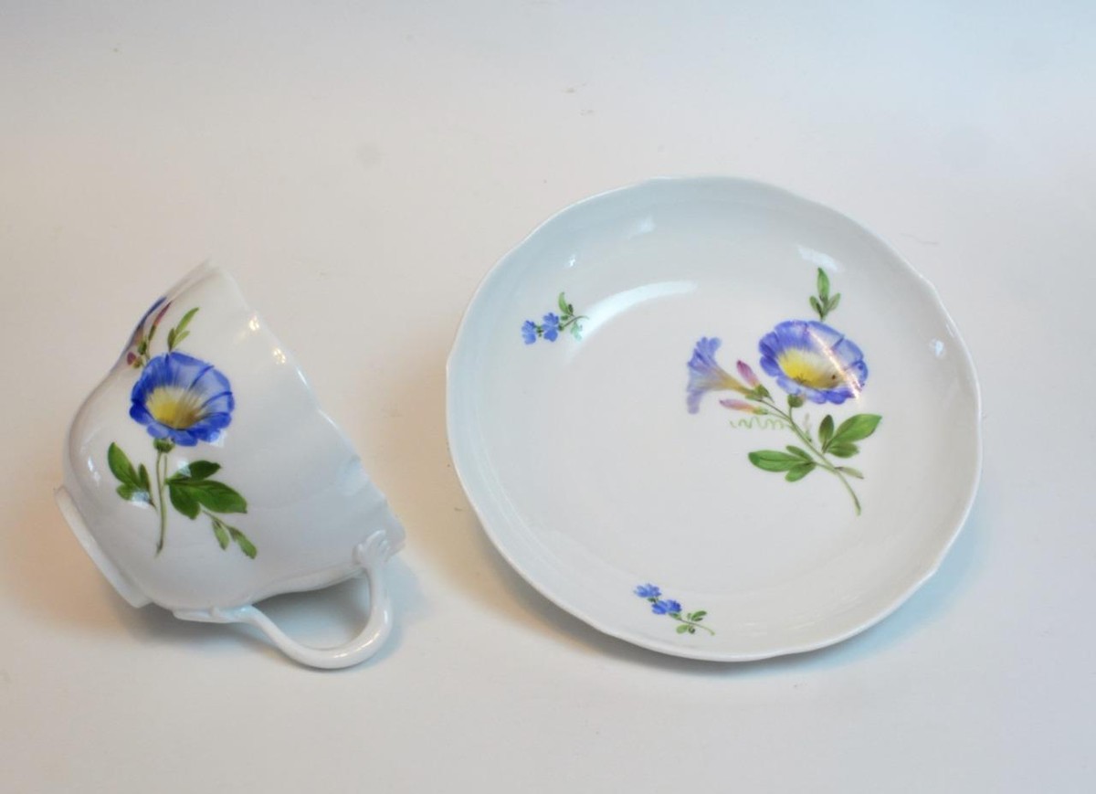 Antique 1850s MEISSEN Crossed Swords w 2 Slashes Mark MORNING