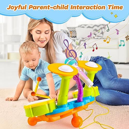Kids Drum Set for Toddlers 1-3 Musical Baby Toys for 1 Year Old Boy Gifts - Picture 7 of 7