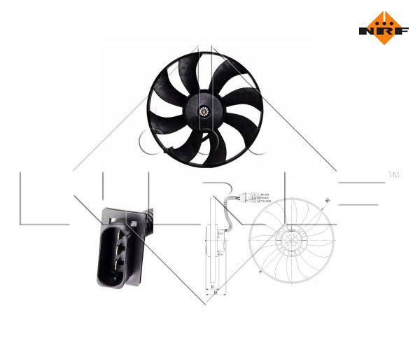 NRF 47484 Kühlerlüfter Für Opel Astra F, Calibra - Motorkühlung 12V 260W