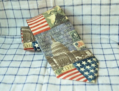 Silk Necktie IN GOD WE TRUST Pledge NEW Eagles Wings Inspirational Patriotic 