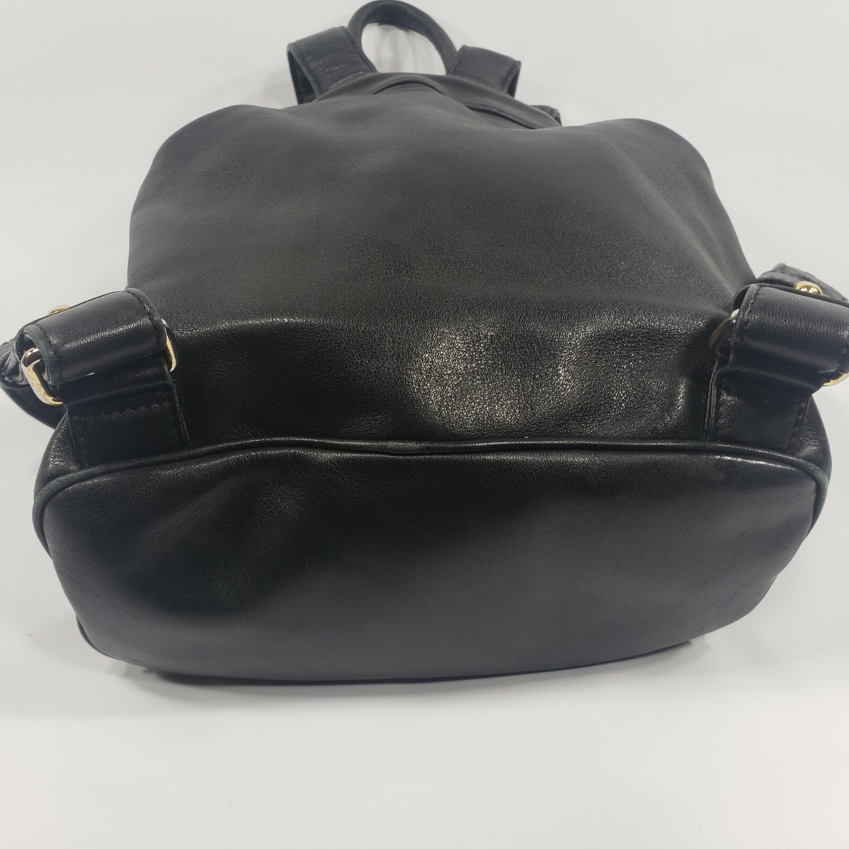 DKNY Donna Karan - Black Smooth Leather Mini Backpack Purse 