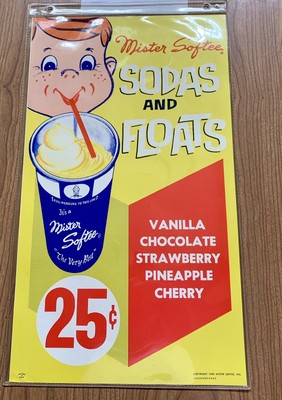 Original Mr Softee Ice Cream Truck Menu Poster 1960 S Rare Sodas Floats Shakes Ebay