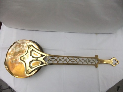 Antiker durchbohrter Messing Kastanienbräter Wandbehang Länge 55 cm Pfanne 17 x 17 cm - Bild 14 von 14