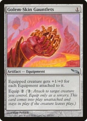 Golem-Skin Gauntlets Mirrodin FOIL NM-/LP very light clouding Magic STOCK IMAGE