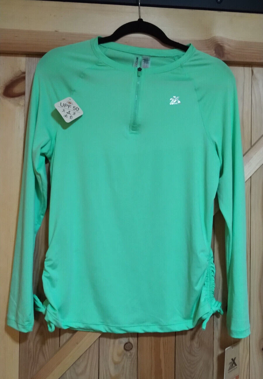 ZeroXposur Active shirts women's long sleeve crew neck UV-protect size M green