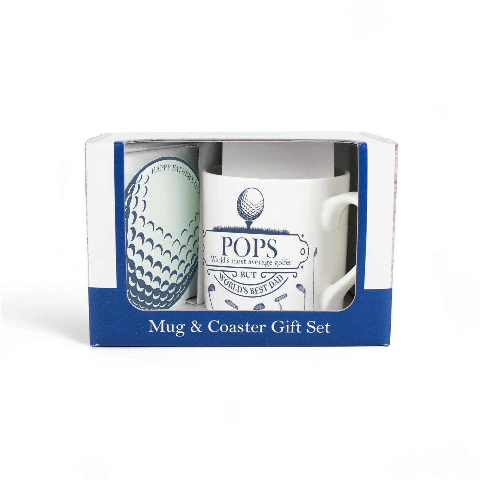 Novelty Golf Father's Day Mug & Coaster Gift Set - Bone China Present for Pops