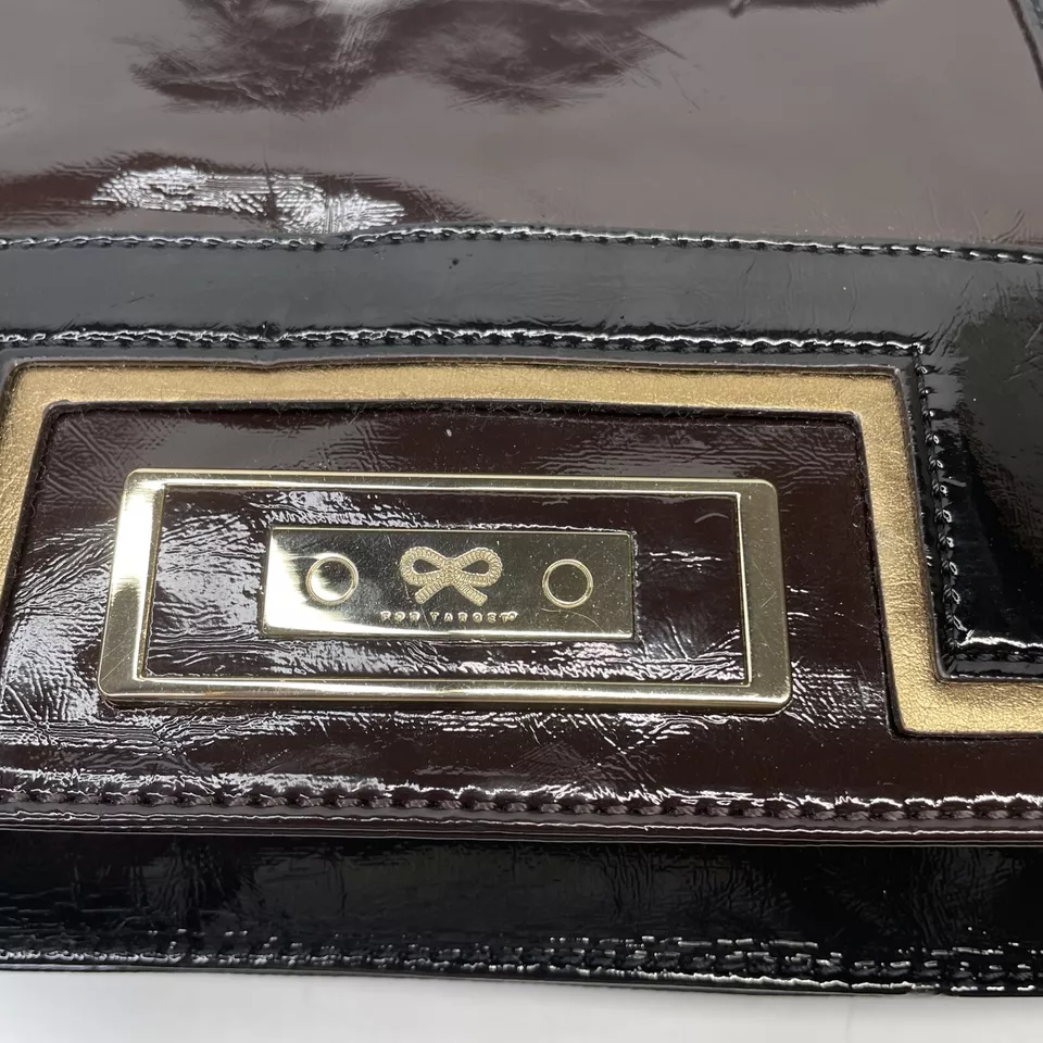 Bolso retro Anya Hindmarch for Target marrón negro charol Foto 2 de 4