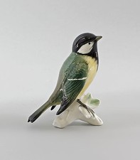 9997558 Porcelaine Figurine Oiseaux Mésange Charbonnière Ens H11cm