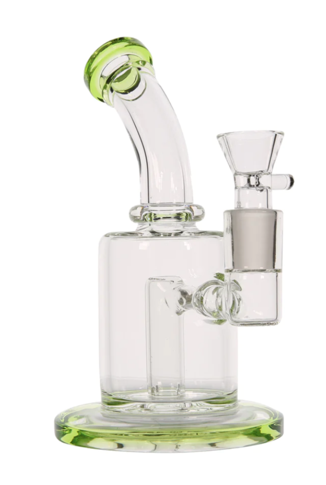 7.5" Thick &amp; Heavy Slime Green Glass Water Pipe Bong Bubbler Hookah + 14mm Bowl