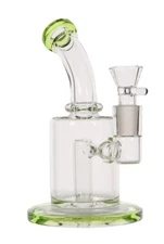 7.5" Thick & Heavy Slime Green Glass Water Pipe Bong Bubbler Hookah + 18mm Bowl