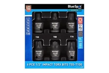 Bluespot IMPACT TORX BIT Sockets Set 1/2" Drive X-Large Star IMPACT T55 - T100