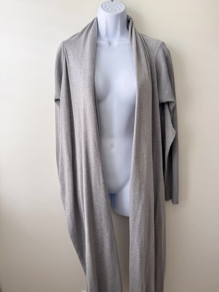 Haute Hippie Nude Sz M Long Sleeve Waterfall Cardigan Open Front Gray Super Rare - Image 2 of 4
