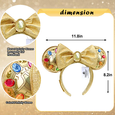 Loungefly Gold Metallic Infinity Stone Minnie Ear Headband Minnie Mouse Exclusive Metallic Gold & Silver Quilted Ear  main image 3
