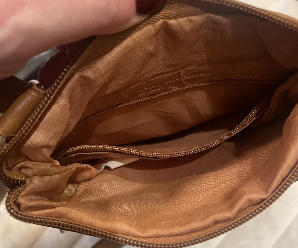 VTG Leather/Polyester Patchwork Crossbody Bag 70’… - image 9