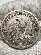 1854 US Half Dollar O "Seated Liberty" .900 Silver Coin - VF Condition