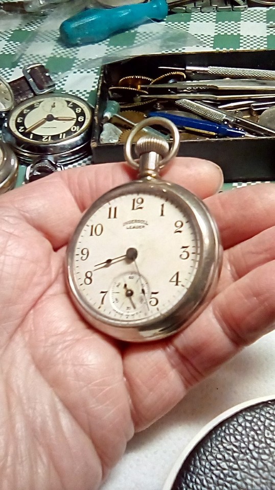 vintage ingersoll leader pocket watch, 1915_20s. u.s.a watch serviced, nice watc