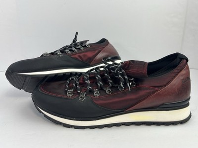 KARL LAGERFELD Men s 13M Low Top Hiking Shoe Nylon & Leather Maroon & Black