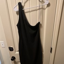 Endless Blu Black One Shoulder Strappy Sleeveless Bodycon Mini Dress