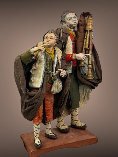 Coppia Zampognari 31/38 cm Presepe Arte Presepiale Pastore Meraviglia - Foto 15 di 22