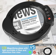 12X Magnifying Glass with Light and Stand, Upgrade Real Glass Magnifying lamp...