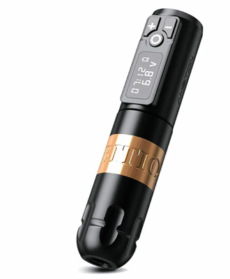 Ambition Wireless Tattoo Pen Machine Black/Gold Low Noise Vibration 4.0-4.5mm