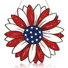Wooden 4th of July Decoration Door Wreath for Front Door Sign Star Wall Signs, T