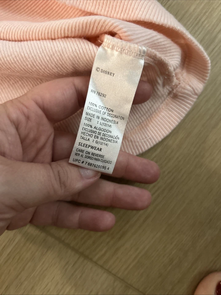 Vtg 2007 Y2K Girls Sz L 12/14 Disney Tinkerbell Bambi Sleepwear lace neck tops  - Image 4 of 4